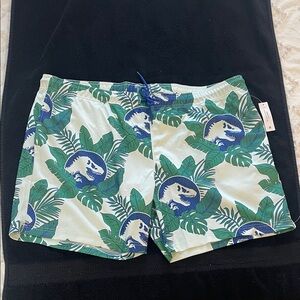 Jurassic Park Tropical Leaf Print Dinosaur Swim Trunks new 2XL
